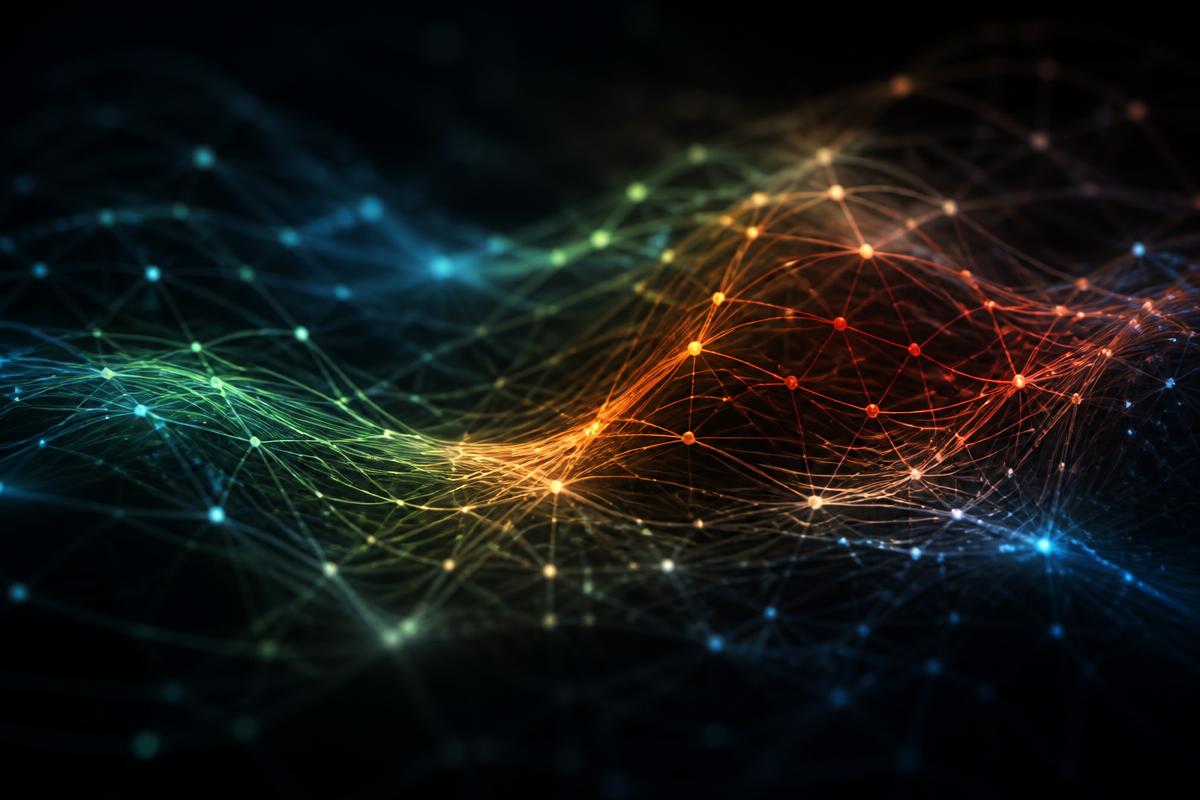 Representación abstracta de inteligencia artificial con los colores de Wondertech